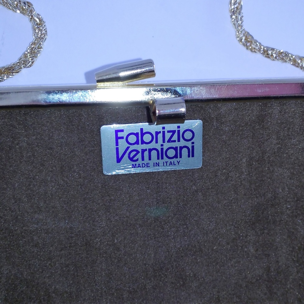 *Fabrizio Verniani gold-tone metal hard case crystal clutch - Picture 8 of 8